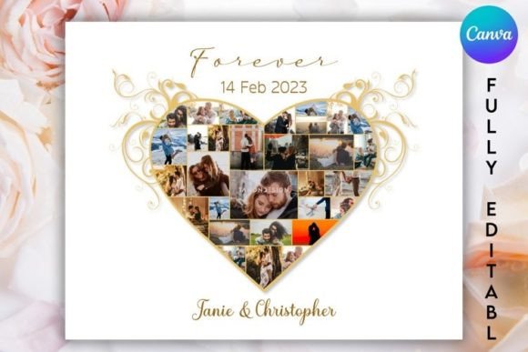 Download Editable Heart Photo Collage #01 - Collage Collection