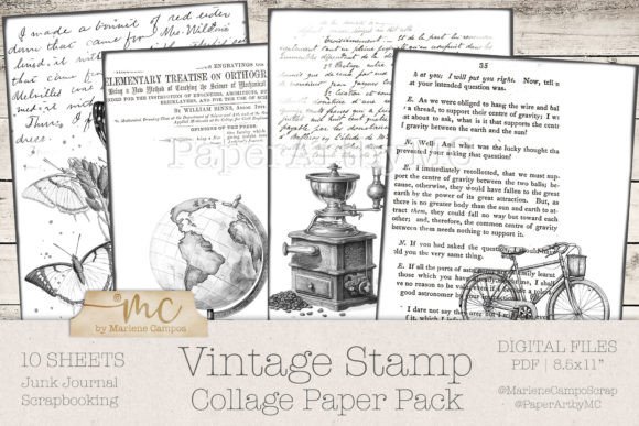 Download Vintage Stamp Collage Paper Template - Collage Collection