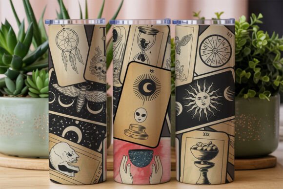 Download Mystical Tarot Card Collage Tumbler Wrap - Collage Collection