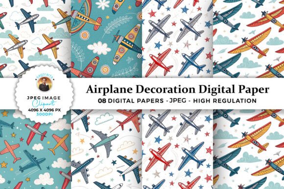 Download Airplane Decoration Digital Paper - Decoration Collection