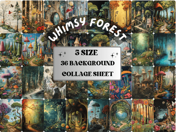 Download Whimsy Enchanted Forest Collage Paper - Collage Collection