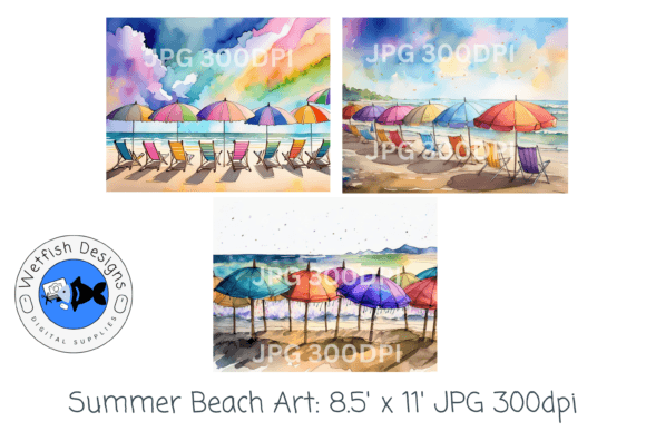 Download Summer Beach Watercolor Digital Prints 3 - Digital prints Collection
